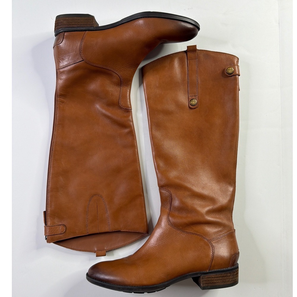 Sam Edelman Penny Whiskey Leather Riding Boots Womens 10W Wide Knee High